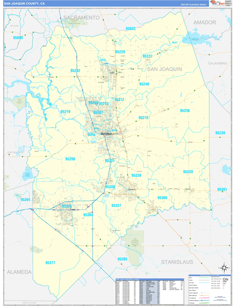 San Joaquin County, CA Carrier Route Wall Map